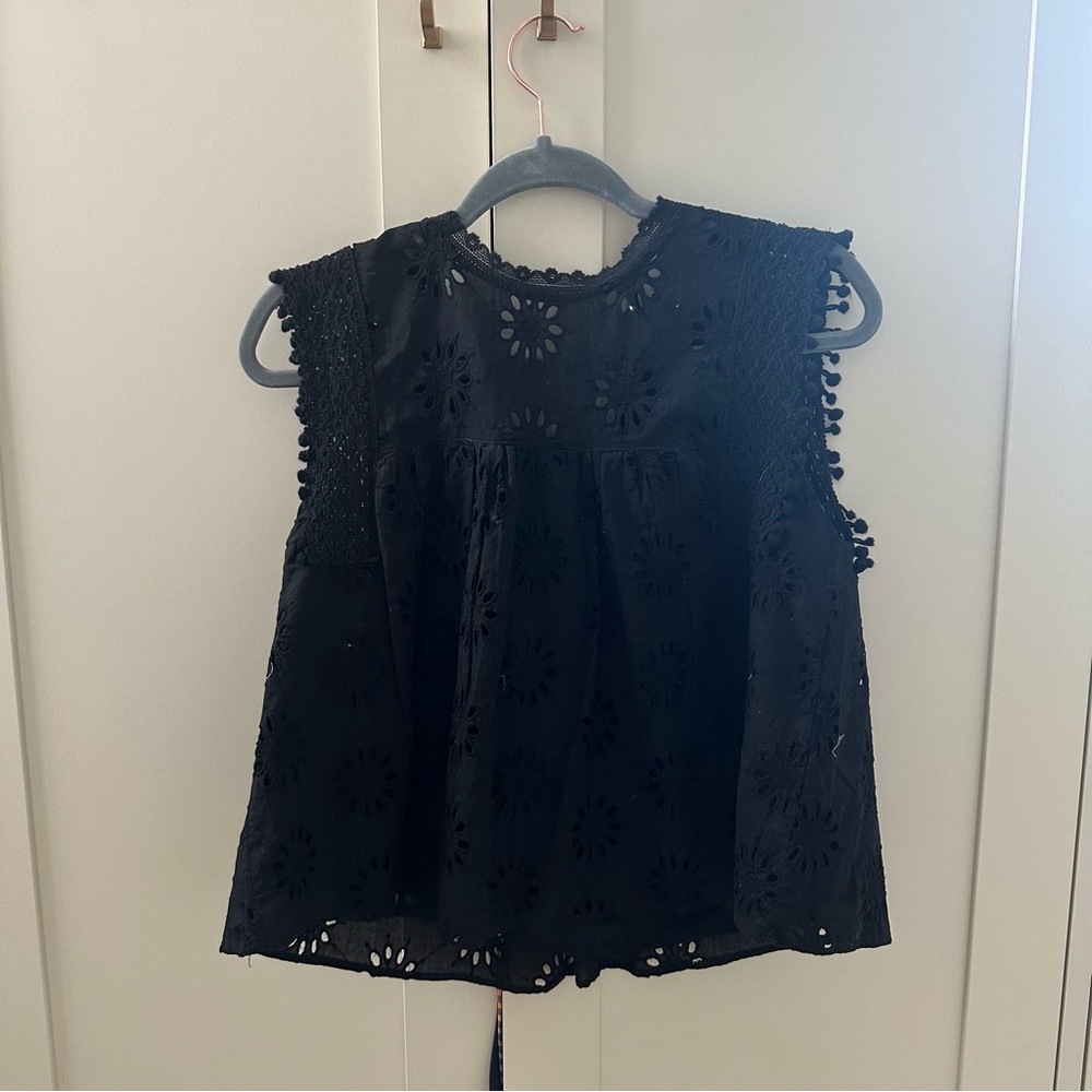 Black lace detail top